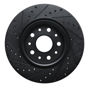 Jeep Wrangler Brake Rotor (1) - Front Right - R1 Concepts - Drilled & Slotted - Black - `18-`25 Jeep Wrangler Brake Rotor (1) - Front Right - R1 Concepts - Drilled & Slotted - Black - `18-`25